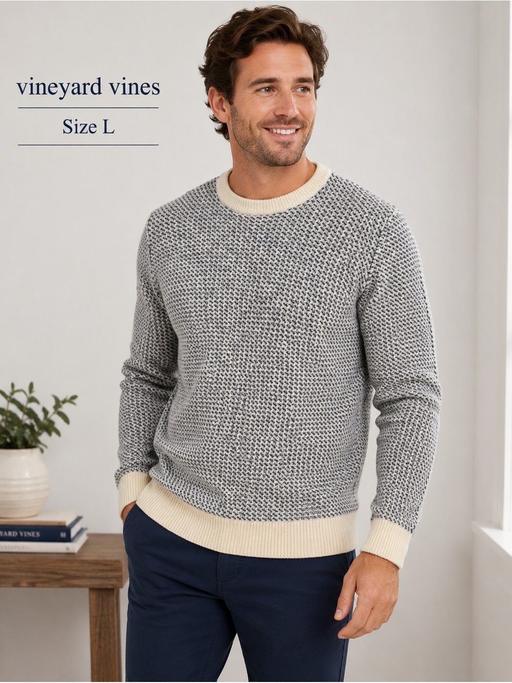 Vineyard Vines Merino Wool Blend Knit men’s Sweater Size L